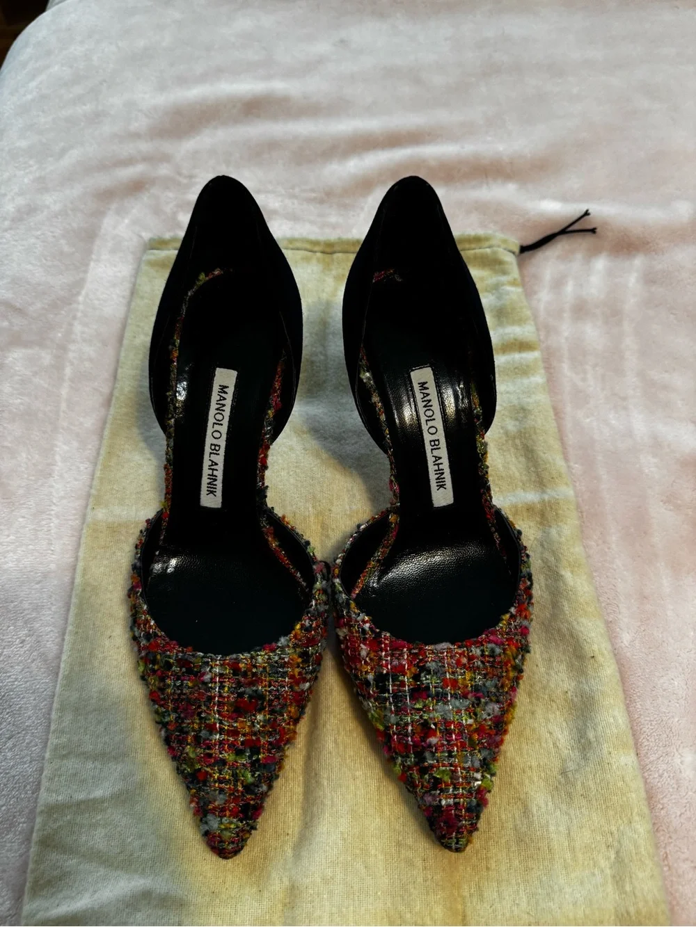 Manolo Blahnik Multicolor Tweed D'Orsay Pumps - Multicolor/Navy